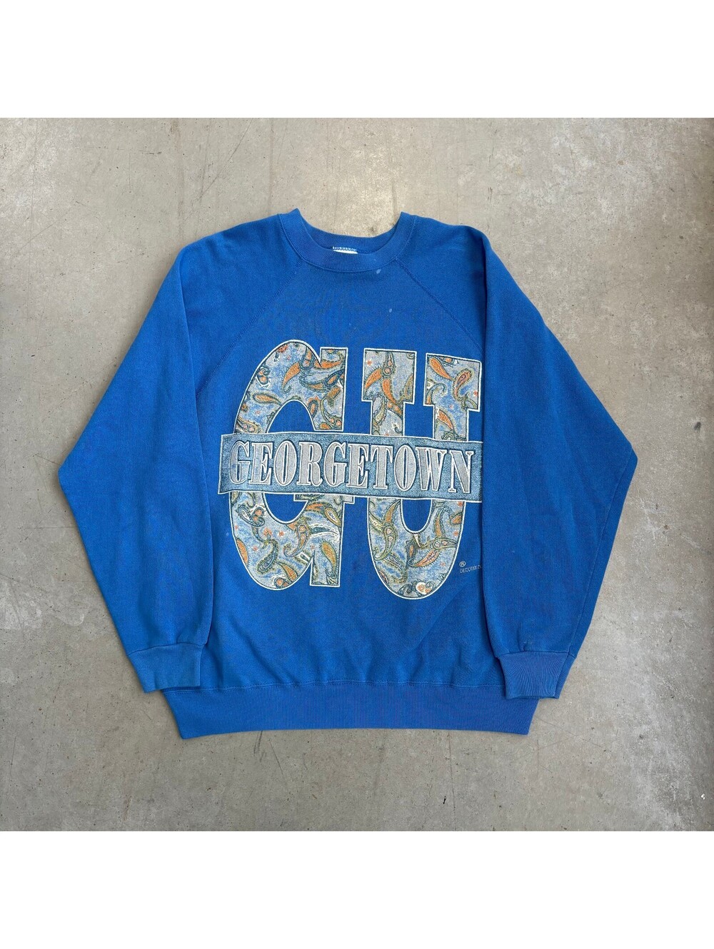 Vintage 90s Georgetown University Pattern Logo Sweatshirt Large Blue